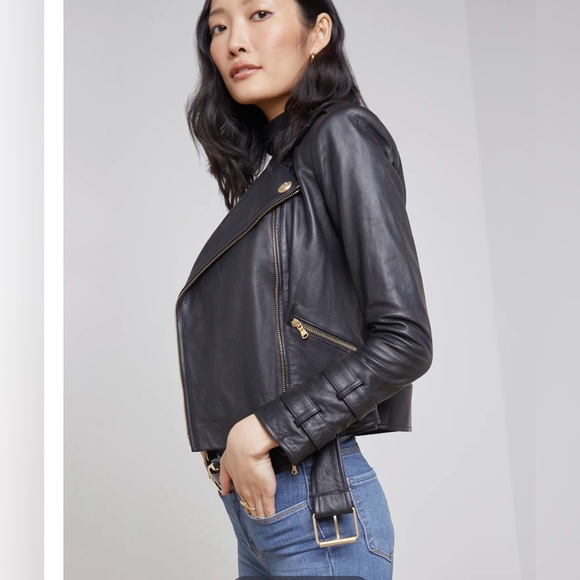 NWT - L’AGENCE Billie Belted Leather Jacket - Size Small - Brown Lambskin - Picture 4 of 16